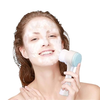 Picture of Face Manual Portable Cleaning Massage Brush Deep Cleansing Pores Skin Care Hot Double-sided Silicone Cleansing Tool PINK