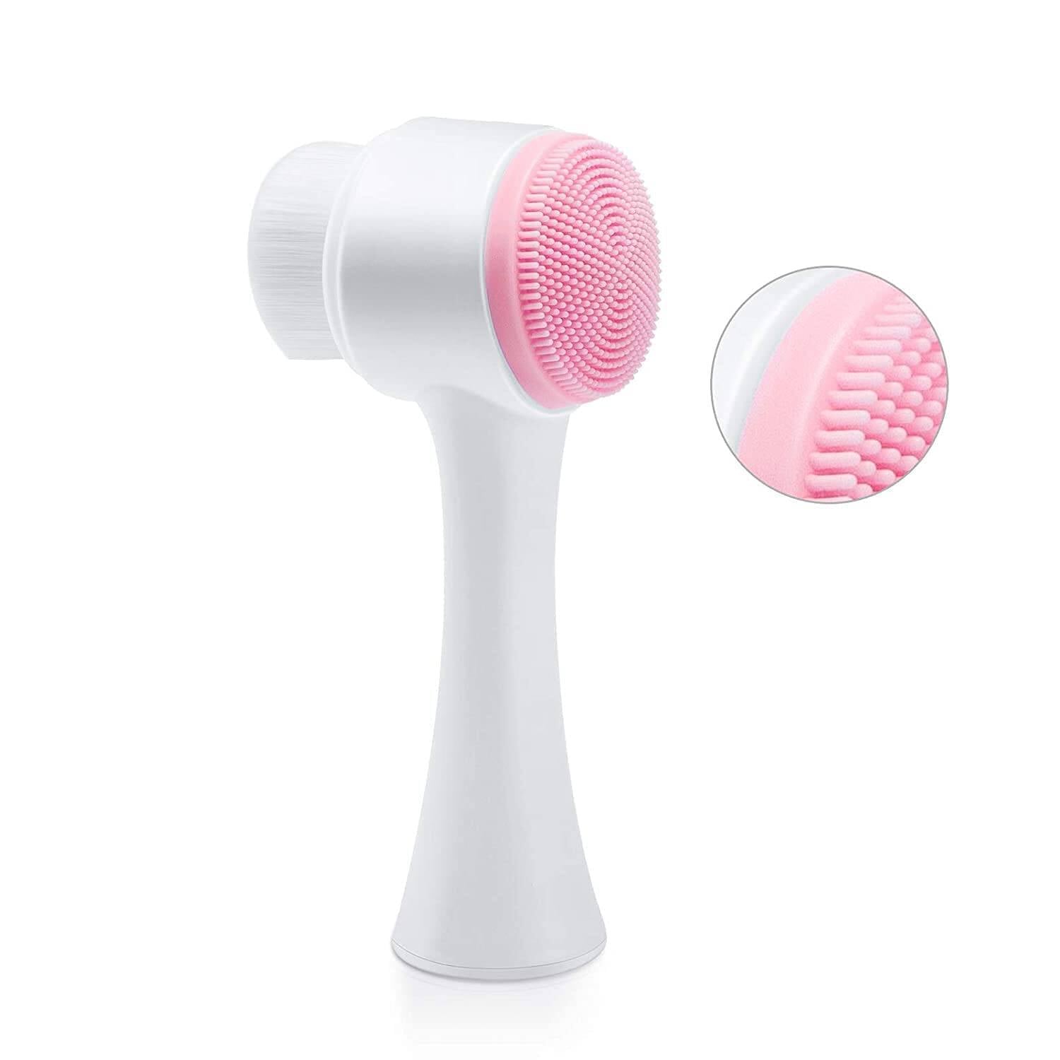 Picture of Face Manual Portable Cleaning Massage Brush Deep Cleansing Pores Skin Care Hot Double-sided Silicone Cleansing Tool PINK