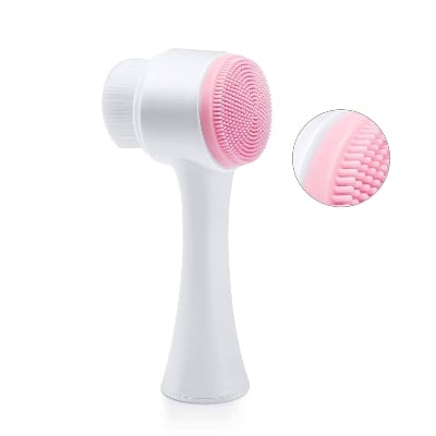 Picture of Face Manual Portable Cleaning Massage Brush Deep Cleansing Pores Skin Care Hot Double-sided Silicone Cleansing Tool PINK