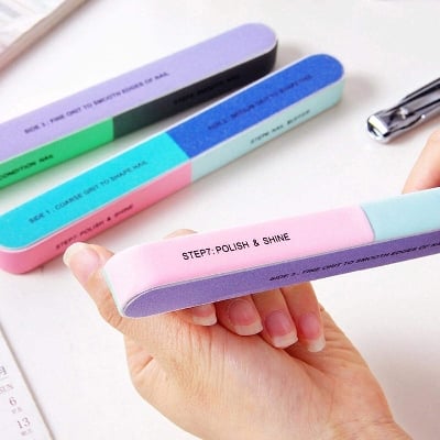 Picture of 1 Packs 7 Way Nail File and Buffer Block Nail Buffering Files 7 Steps Washable Emery Boards Professional Manicure Tools