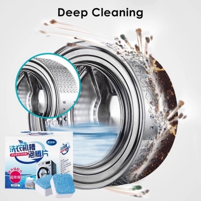 Picture of 12PCS Effervescent Washing Machine Cleaner Tablets – Powerful Deep Cleaning, Stain & Residue Removal, Ideal for Monthly Maintenance of Your Washer