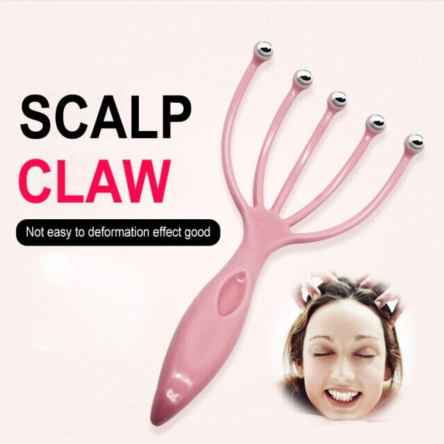Picture of Retail Care Scalp massager Hand Held Claw Head Massager 5-Finger Stress Relief Steel Ball SPA Relax Hair Stimulator Durable(Blue)