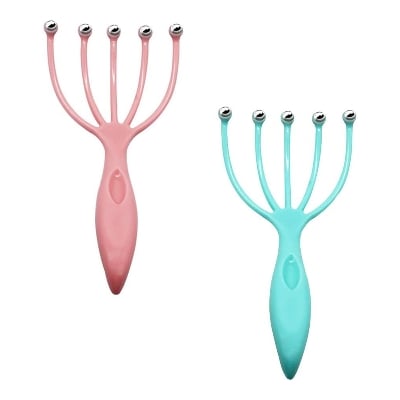 Picture of Retail Care Scalp massager Hand Held Claw Head Massager 5-Finger Stress Relief Steel Ball SPA Relax Hair Stimulator Durable(Blue)