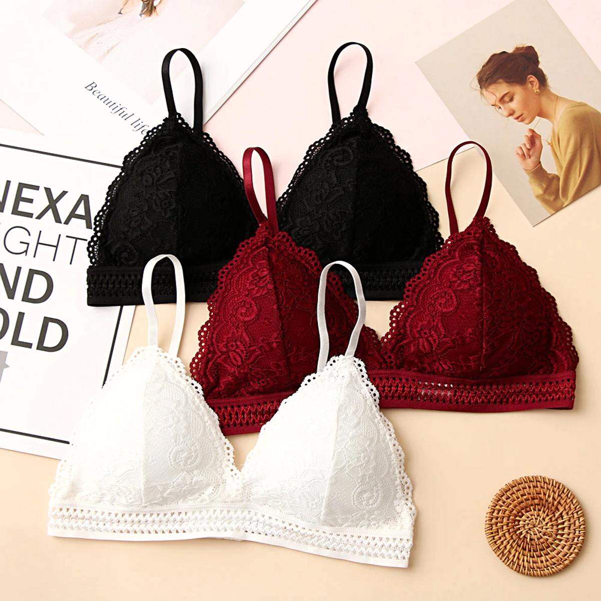 Picture of French Style Bralette Seamless Deep V Lace Bra Wireless Thin Underwear Sexy Lingerie Soft Bras For Women - Bra