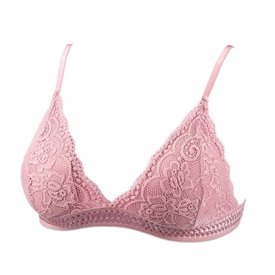 Picture of French Style Bralette Seamless Deep V Lace Bra Wireless Thin Underwear Sexy Lingerie  Soft Bras For Women (PINK)