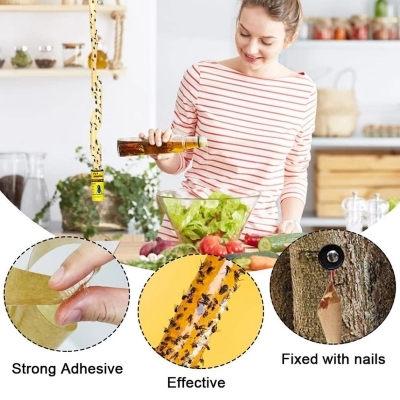 Picture of Highly Effective Yellow Sticky Fly Trap – Captures Mosquitoes, Moths, Aphids & Thrips – Hangable Adhesive Paper for Indoor, Outdoor, Garden, Greenhouse & Farm Pest Control-Yellow