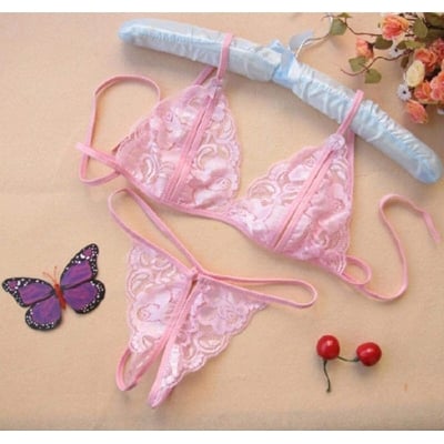 Picture of Young Beauty Sexy Lingerie Women Underwear Babydoll Sleepwear Bra + G-string Set Babydoll Bikini Set Non-Padded Bra & Panty Nightwear Lingerie