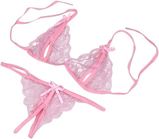 Picture of Young Beauty Sexy Lingerie Women Underwear Babydoll Sleepwear Bra + G-string Set Babydoll Bikini Set Non-Padded Bra & Panty Nightwear Lingerie