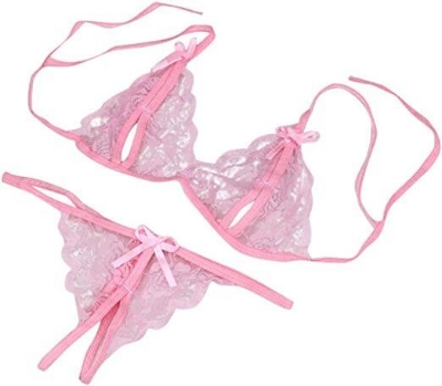 Picture of Young Beauty Sexy Lingerie Women Underwear Babydoll Sleepwear Bra + G-string Set Babydoll Bikini Set Non-Padded Bra & Panty Nightwear Lingerie