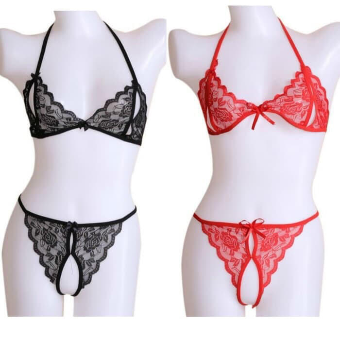 Picture of Young Beauty Sexy Lingerie Women Underwear Babydoll Sleepwear Bra + G-string Set Babydoll Bikini Set Non-Padded Bra & Panty Nightwear Lingerie