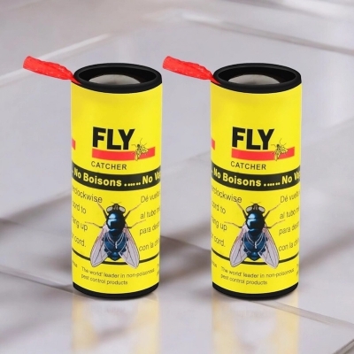 Picture of Yellow Fly Sticker Trap – 2PCS Extra Sticky Adhesive Paper for Catching Flies, Aphids, Thrips, Mosquitoes & More – Ideal for Indoor, Outdoor, Farm & Greenhouse Pest Management – Hangable Design-Yellow