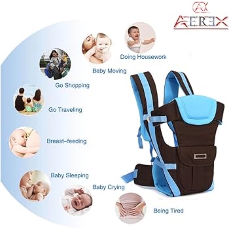 Picture of Adjustable Baby Carrier for 0-3 Years, 4 Carrying Modes, Padded Straps, Breathable Fabric, and Sun Canopy – Lightweight, Foldable, and Ideal for Hiking, Travel, or Daily Use-Multicolor