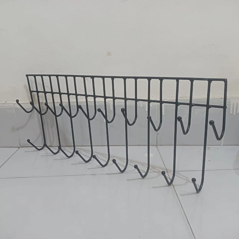 Picture of Over The Door 19-Hook Hanger, Portable Black Iron Rack, Lightweight, Classic Style for Clothes and Accessory Storage, 1 Piece for Easy and Convenient Organization