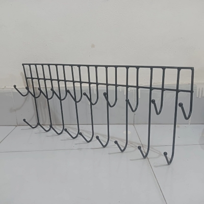 Picture of Over The Door 19-Hook Hanger, Portable Black Iron Rack, Lightweight, Classic Style for Clothes and Accessory Storage, 1 Piece for Easy and Convenient Organization