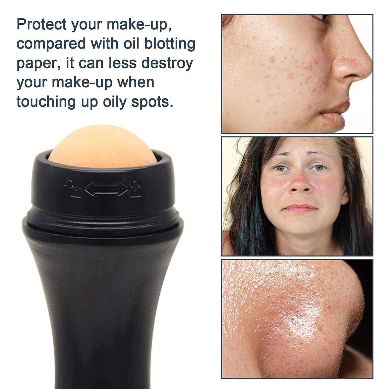 Picture of OilAbsorbing Volcanic Face Roller, Reusable Facial Skincare Tool & Massager for Sebum Control On The Go (One Size)