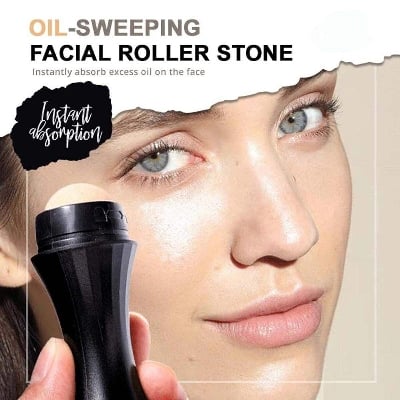 Picture of Oil-Absorbing Volcanic Face Roller, Reusable Facial Skincare Tool For At-Home Or On-The-Go Mini Massage - Black Head Remover