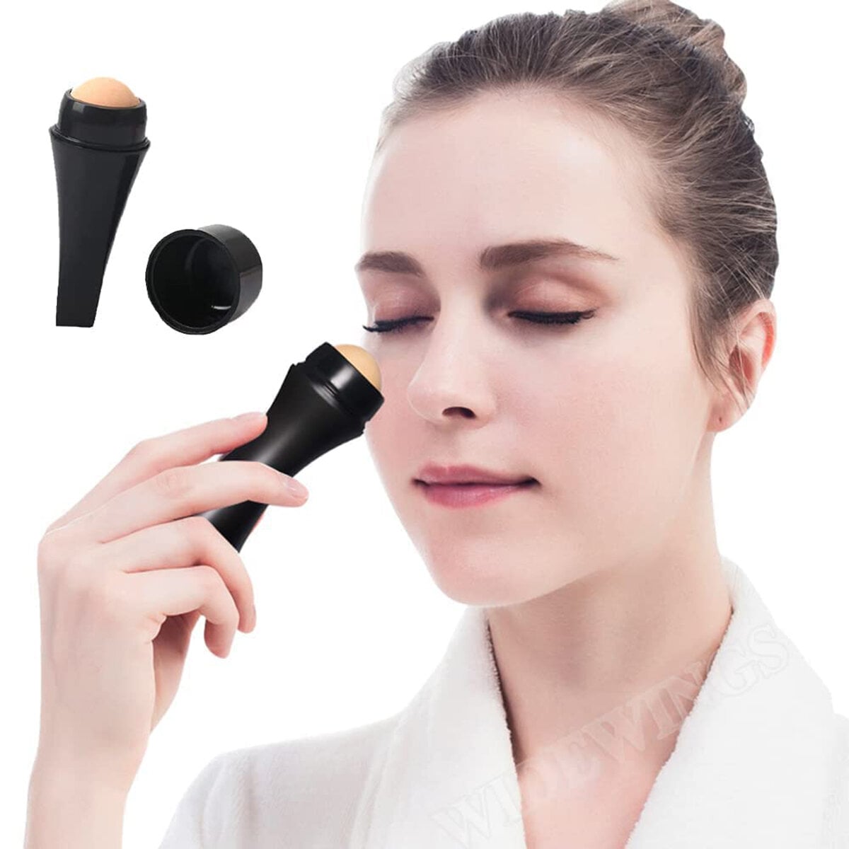 Picture of Oil-Absorbing Volcanic Face Roller, Reusable Facial Skincare Tool For At-Home Or On-The-Go Mini Massage - Black Head Remover