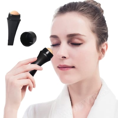 Picture of Oil-Absorbing Volcanic Face Roller, Reusable Facial Skincare Tool For At-Home Or On-The-Go Mini Massage - Black Head Remover
