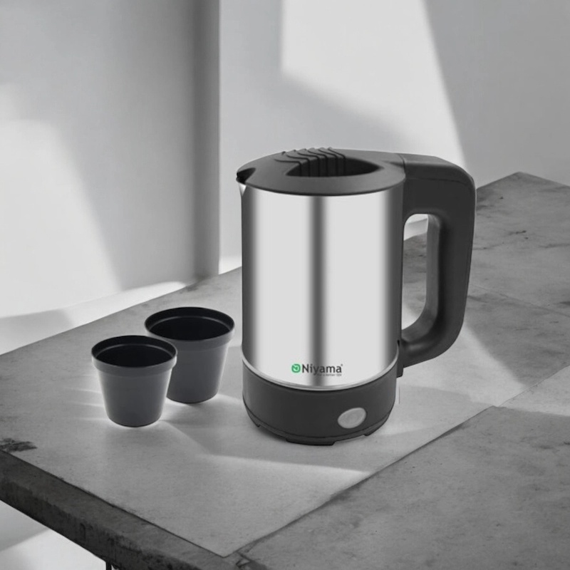 Picture of 500ml Portable Electric Water Kettle – Stainless Steel, 800W, 220V, 50Hz, Compact Fast Boil Travel Kettle, Perfect for Tea, Coffee, Office, and Home Use, Multiple Color Options (1 Pc)-Multicolor