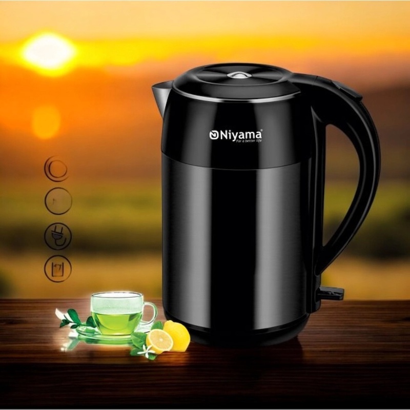 Picture of Stainless Steel Electric Tea Kettle, 1.8L 1500W Double Wall Hot Water Boiler with Cool Touch Body, Auto Shut-Off & Boil-Dry Protection, 220V 50Hz, Available in Multiple Colors.-Multicolor