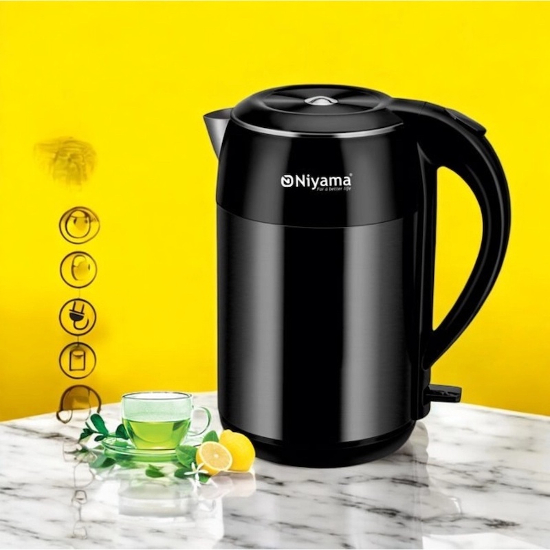 Picture of Stainless Steel Electric Tea Kettle, 1.8L 1500W Double Wall Hot Water Boiler with Cool Touch Body, Auto Shut-Off & Boil-Dry Protection, 220V 50Hz, Available in Multiple Colors.-Multicolor