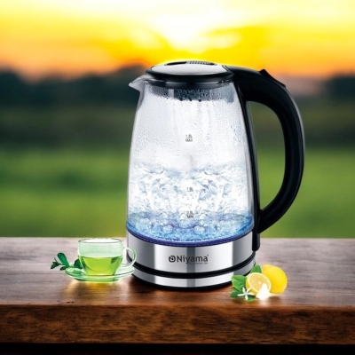 Picture of Glass Electric Tea Kettle 1.8L, 1500W LED Light Design, BPA-Free with Stainless Steel Base, Auto Shut-Off & Boil-Dry Protection, Cordless Portable Water Boiler, Multiple Colors, 220V 50Hz for Fast Boiling.-Multicolor