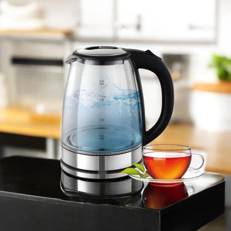 Picture of Electric Tea Maker with Durable Glass Body – 1.8L Smart Water Kettle, 1850-2200W, 220V, 50Hz, Multiple Color Options, Fast Boil Feature, Ideal Home Appliance for Tea, Coffee, and Hot Water (1 Pc)-Multicolor