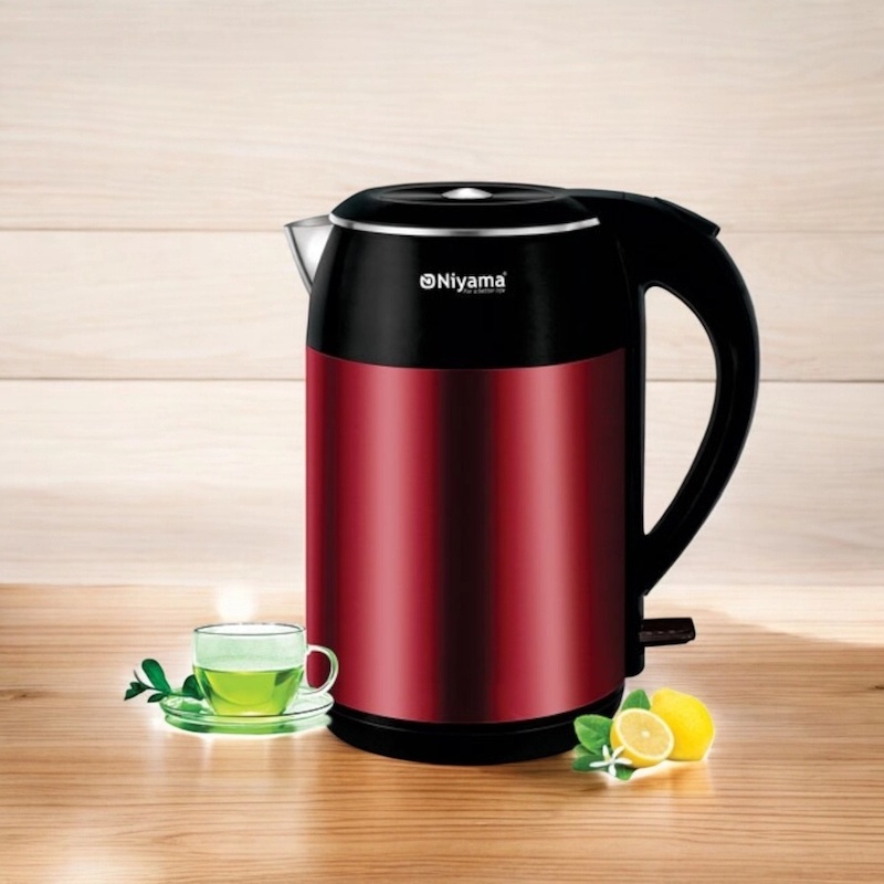 Picture of Stylish Electric Tea Kettle 1.8L, 1500W Hot Water Boiler,  Stainless Steel Body with Auto Shut-Off & Boil-Dry Protection, Cool Touch Design, Multiple Colors, 220V 50Hz for Coffee & Tea.-Multicolor