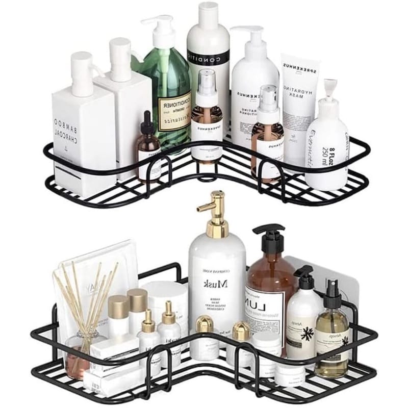 Picture of 1 pcs Organizer Storage,Adjustable Triangle Shower Corner Shelves for Kitchen & Bathroom Accessories,Telescopic Shower Caddy-Black