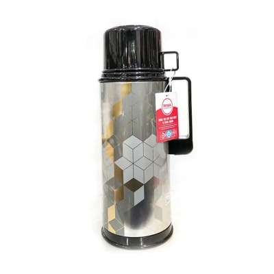 Picture of 1L Regal Flask - Stylish Silver Print Body, Double Wall Insulation, Leak-Proof Design, High-Quality Glass Refill, Portable, Eco-Friendly, Keeps Drinks Hot or Cold for 12-24 Hours-Multicolor