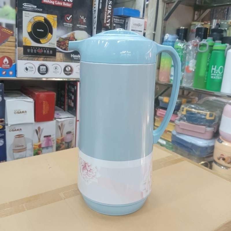 Picture of 1.6L Elima Flask - Glass Refill, Double Wall Insulation, Leak-Proof, Portable & Stylish, Eco-Friendly, Keeps Drinks Hot or Cold for Up to 12-24 Hours, Durable Plastic Handle-Multicolor