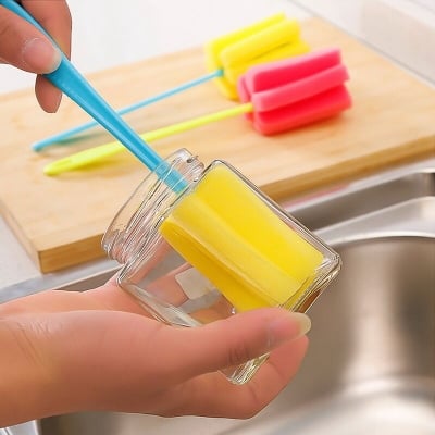 Picture of Cleaning Brushes Kitchen Cleaning Tool Sponge Brush for Wineglass Bottle Coffe Tea Glass Cup Long Handle Brush(Random)
