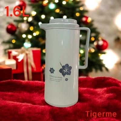 Picture of 1.6L Tigrme Flask - Double Wall Vacuum Insulation, Leak-Proof Design, Glass Refill for Purity, Eco-Friendly, Portable, Stylish Silver Body, Durable Handle, Keeps Hot & Cold Drinks Fresh-Multicolor