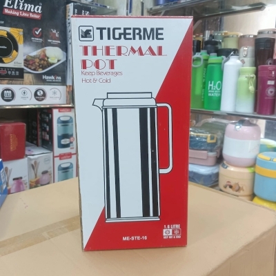 Picture of 1.6L Tigrme Flask - Double Wall Vacuum Insulation, Leak-Proof Design, Glass Refill for Purity, Eco-Friendly, Portable, Stylish Silver Body, Durable Handle, Keeps Hot & Cold Drinks Fresh-Multicolor