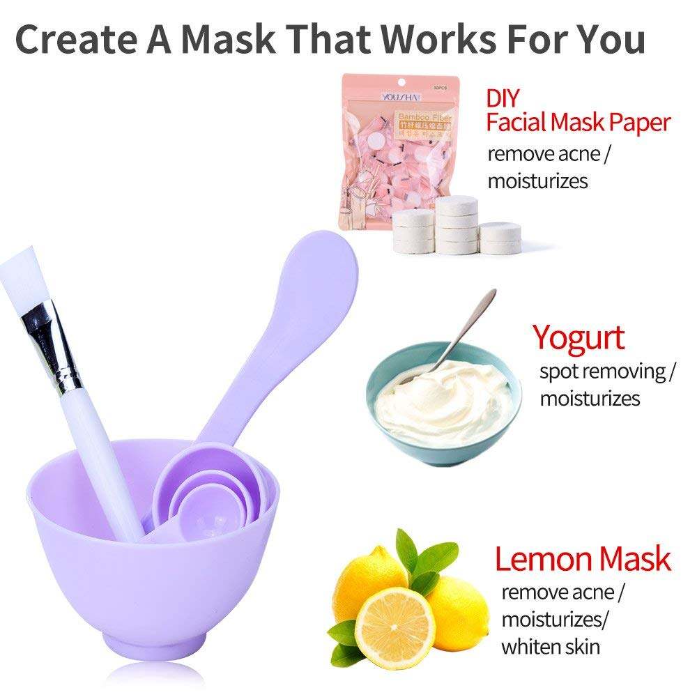 Picture of Face Mask Mixing Bowl Set, DIY Facial Facemask Mixing Tool Kit Facial Mask Bowl for Women,Girls, Plastic Face Mask Kit Bowl Mask Bowl Mask Brush Face Spatula(6 in 1)