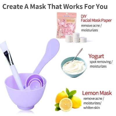 Picture of Face Mask Mixing Bowl Set, DIY Facial Facemask Mixing Tool Kit Facial Mask Bowl for Women,Girls, Plastic Face Mask Kit Bowl Mask Bowl Mask Brush Face Spatula(6 in 1)