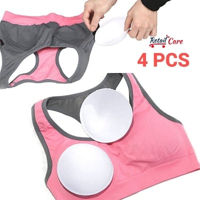 Picture of RetailCare 4pcs Round Soft Bra Inserts Pads Removable Sport Bra Cups inserts Mastectomy Bra Inserts For Bikini Top Swimsuit