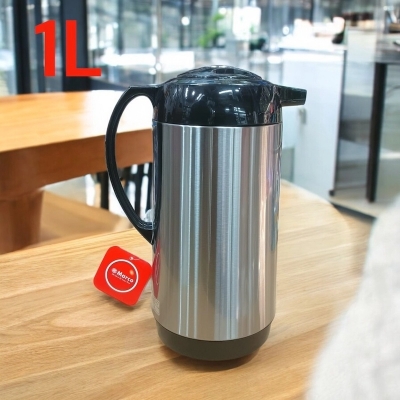 Picture of Regal 1L Flask - Double Wall Insulation, Leak-Proof, Stylish Silver Body, High-Quality Glass Refill for Purity, Eco-Friendly, Keeps Hot or Cold Beverages for 12-24 Hours, Portable Plastic Handle-Multicolor