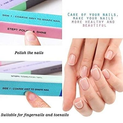 Picture of Professional Nail File Six-Sided Polishing Sandpaper Sanding Blocks Board Nail Buffer 7-in-1 Nail Buffer Manicure Tool for Nail Grooming Styling Nail Care Manicure Polisher KOKSI (1 Pcs)