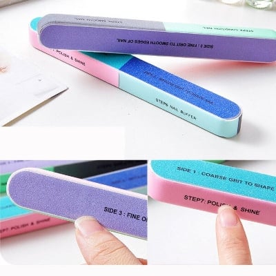 Picture of Professional Nail File Six-Sided Polishing Sandpaper Sanding Blocks Board Nail Buffer 7-in-1 Nail Buffer Manicure Tool for Nail Grooming Styling Nail Care Manicure Polisher KOKSI (1 Pcs)