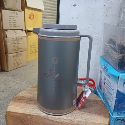 Picture of 1L Regal Flask - High-Quality Glass Refill, Leak-Proof, Double Wall Insulation, Stylish Brown Print Body, Eco-Friendly Materials, Keeps Hot or Cold Beverages for 12-24 Hours, Plastic Handle-Multicolor