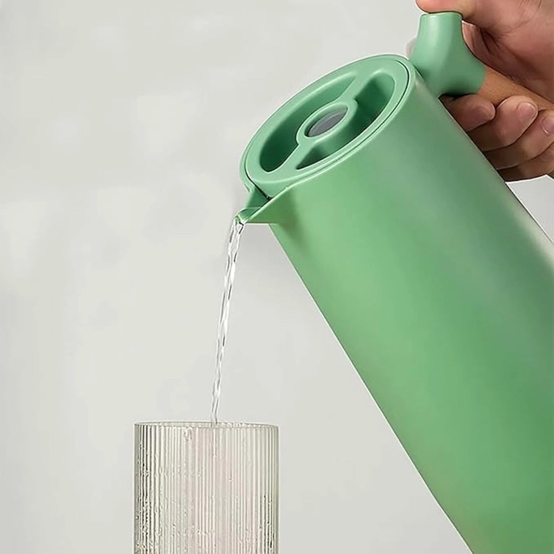 Picture of 1L Thermal Insulated Flask with Glass Liner - Keeps Beverages Hot for 12-24 Hours, Durable Stainless Steel and Solid Wood Handle, Ideal for Kids and Adults-Multicolor