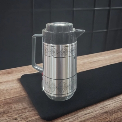 Picture of Niyyama 1L Flask - Leak-Proof, Double Wall Insulation, Silver Body, Glass Refill for Purity, Keeps Beverages Hot or Cold for 12-24 Hours, Eco-Friendly, Plastic Handle for Easy Carry-Multicolor