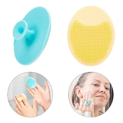 Picture of 3PCS Silicone Exfoliating Lip Brush 2 in 1 Double-Sided Soft Silicone Lip Brush & and 2PCS Silicone Facial Cleaning Brushes Pad for Smoother and Fuller Lip Appearance Cleanning Blackhead