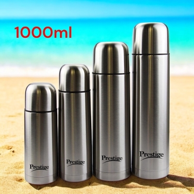Picture of Silver Prestige Vacuum Flask - Stainless Steel Insulated Bottle, 1000ml Capacity, Ideal for Hot or Cold Drinks-Silver