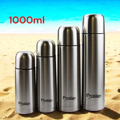 Picture of Silver Prestige Vacuum Flask - Stainless Steel Insulated Bottle, 1000ml Capacity, Ideal for Hot or Cold Drinks-Silver