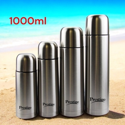 Picture of Silver Prestige Vacuum Flask - Stainless Steel Insulated Bottle, 1000ml Capacity, Ideal for Hot or Cold Drinks-Silver