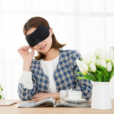 Picture of 3D Sleep Mask Relax Sleeping Eye Mask Shade Cover Adjust Blindfold Sleep Aid Eye Mask Portable Soft Blindfold Travel Eyepatch