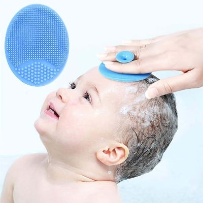 Picture of Baby Bath Brush Baby Cradle Cap Brush  Silicone Massage Brush  Silicone Scrubbers Exfoliator Brush | The SkinSoother Baby Essential for Dry Skin, Cradle Cap and Eczema 1pcs
