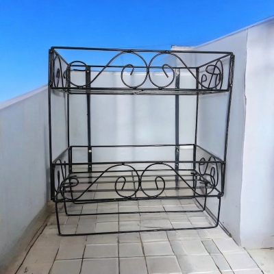 Picture of Black Metal Quran and Book Wall Shelf – 2 Layers with 3 Jainamaz Hangers – Ideal for Home or Mosque.